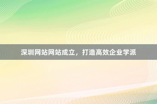深圳网站网站成立，打造高效企业学派